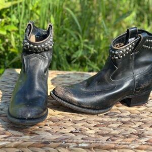 Frye Black Leather Studded Boots